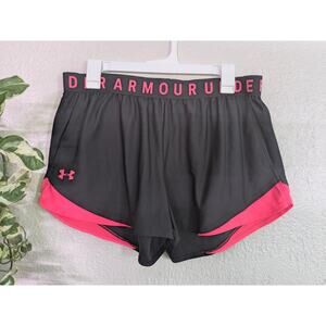 Under Armour Athletic Shorts SZ L Loose Fit Black & Pink